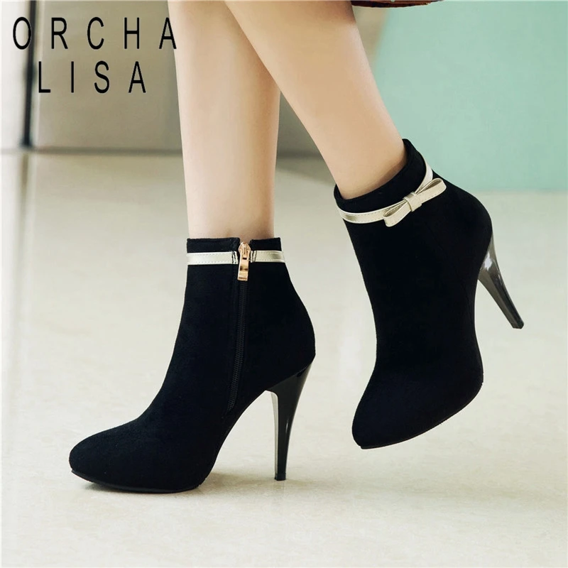 ORCHA LISA/большой Размеры 31-50 флоковые ботильоны для женщин на платформе верховой