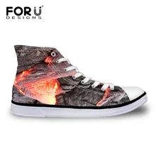 FORUDESIGNS/Модные осенние мужские туфли с высоким берцем из вулканизированной кожи; Новинка; вулканические породы; парусиновая обувь с узором; классические туфли на плоской подошве для студентов