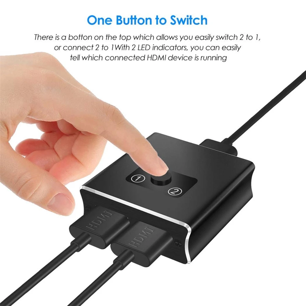 

1x2 HDMI Bi-Directional Switcher 1 Input 2 Output Support HDMI 2.0 HDCP 2.2 UHD 4K 2x1 HDMI Switch Box For Apple TV, PS4 & HDTV