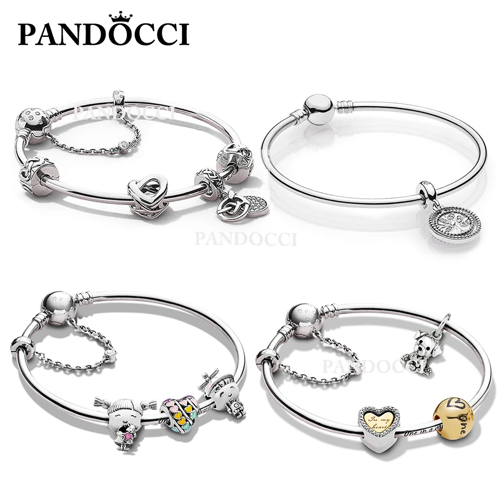 

PANDOCCI 100% 925 Sterling Silver ZT0300 Mind Intertwined ZT0301 Fun Childlike ZT0313 Only Love Family Tree Bangle Gift Set