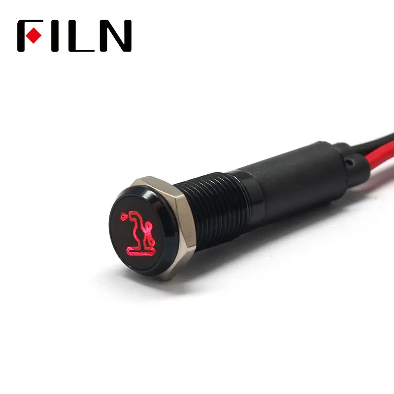 

FILN 8mm Car dashboard Faucet symbol led red yellow white blue green 12v led indicator light with 20cm cable