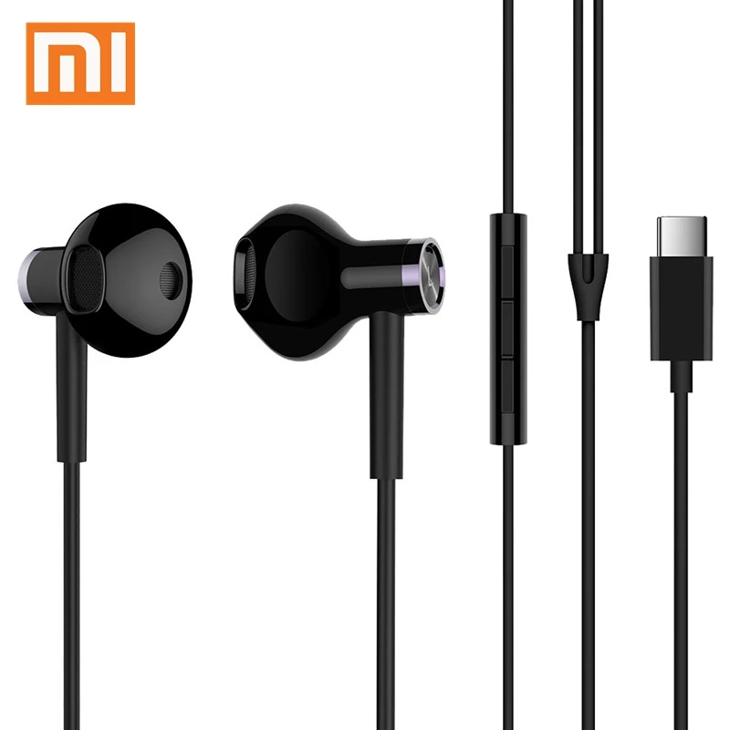 

Original Xiaomi Type-C Hybrid DC Half In-ear Earphone Mi Dual Driver Headset with Microphone 3.5mm wired Control HiFi Earphones