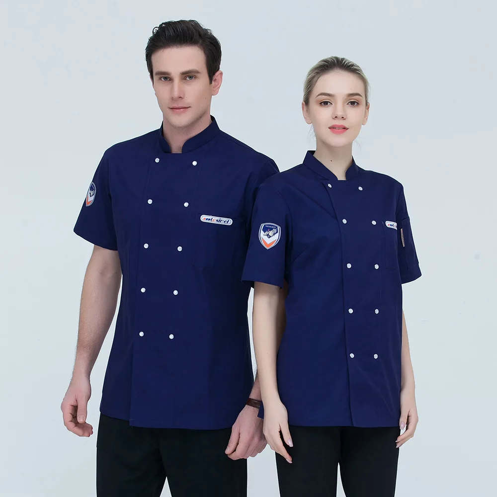 high quality unisex Short sleeved Chef Jacket restaurant uniform shirt hotel Kitchen cooker shirt Food Service chef work clothes