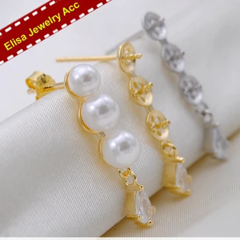 

S925 Sterling Silver Tassel Pearl Pendant Holder 3Pieces Pearl Earrings Settings Findings Women DIY Pearl Jewelry Components