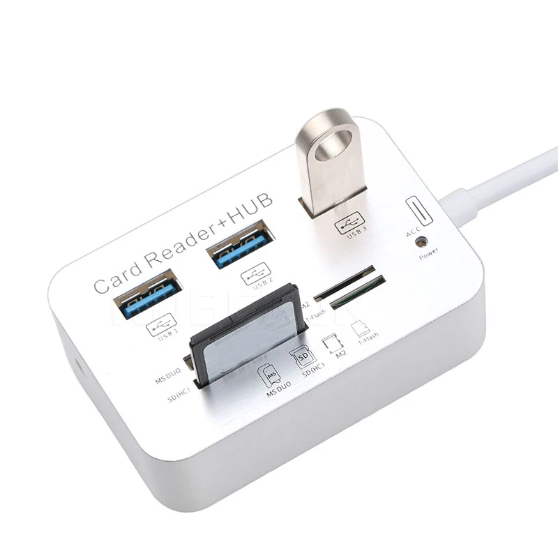Kebidu 3 Порты мини usb хаб устройство чтения карт памяти USB 0 концентратор Алюминий с MS