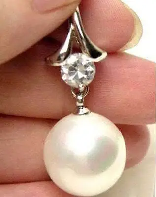 

Beautiful!12mm White shell pearl pendant necklace 17'' AAA style Fine Noble real Natural fast shipping