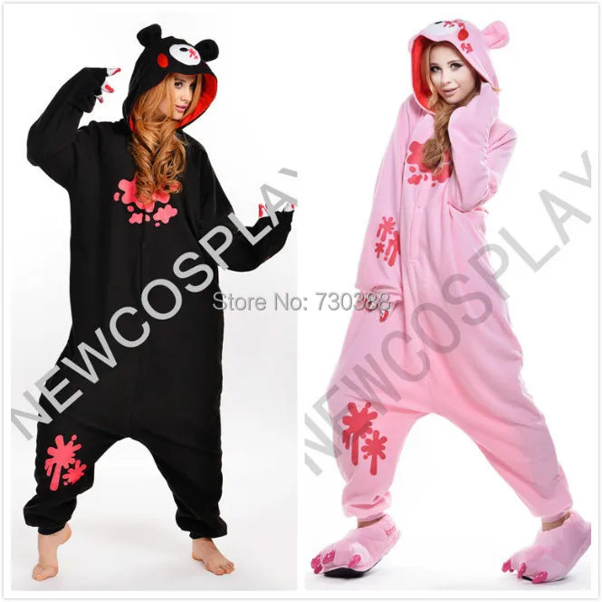 

Anime Gloomy Bear Animal Black Pink Onesie for Adults Men Women Couples Cosplay Pajamas One Piece Halloween Costumes