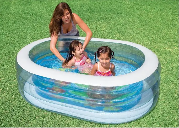

INTEX 57482 children's inflatable oval pool pool ball pool ocean sky blue wading pool size 163 * 107 * 46CM