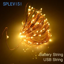 SPLEVISI 2M 3M 5M 10M usb powered /battery powered led Christmas lights copper string fairy lights garland holiday wedding decor SPLEVISI 2M 3M 5M 10M usb powered /battery powered led Christmas lights copper string fairy lights garland holiday wedding decor
