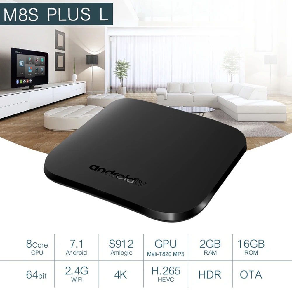 

Original MECOOL M8S PLUS L TV Box Android 7.1 Amlogic S912 Octa Core 2GB 16GB 2.4G WiFi Set Top Box 4K Set-top Box PK X96 X96W