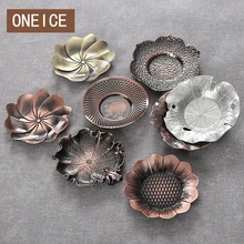 Полностью ручная медная чашка, жестяное железо, медное блюдце, бронзовые подставки, лист лотоса, чайные коврики, аксессуары для чая кунг-фу