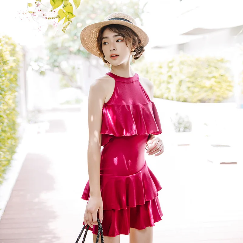 

Swimsuits For Women Womens Swim Wear One Piece Swimsuit Female Swimwear Summer 2019 New Ladies Swimming Solid Polyester