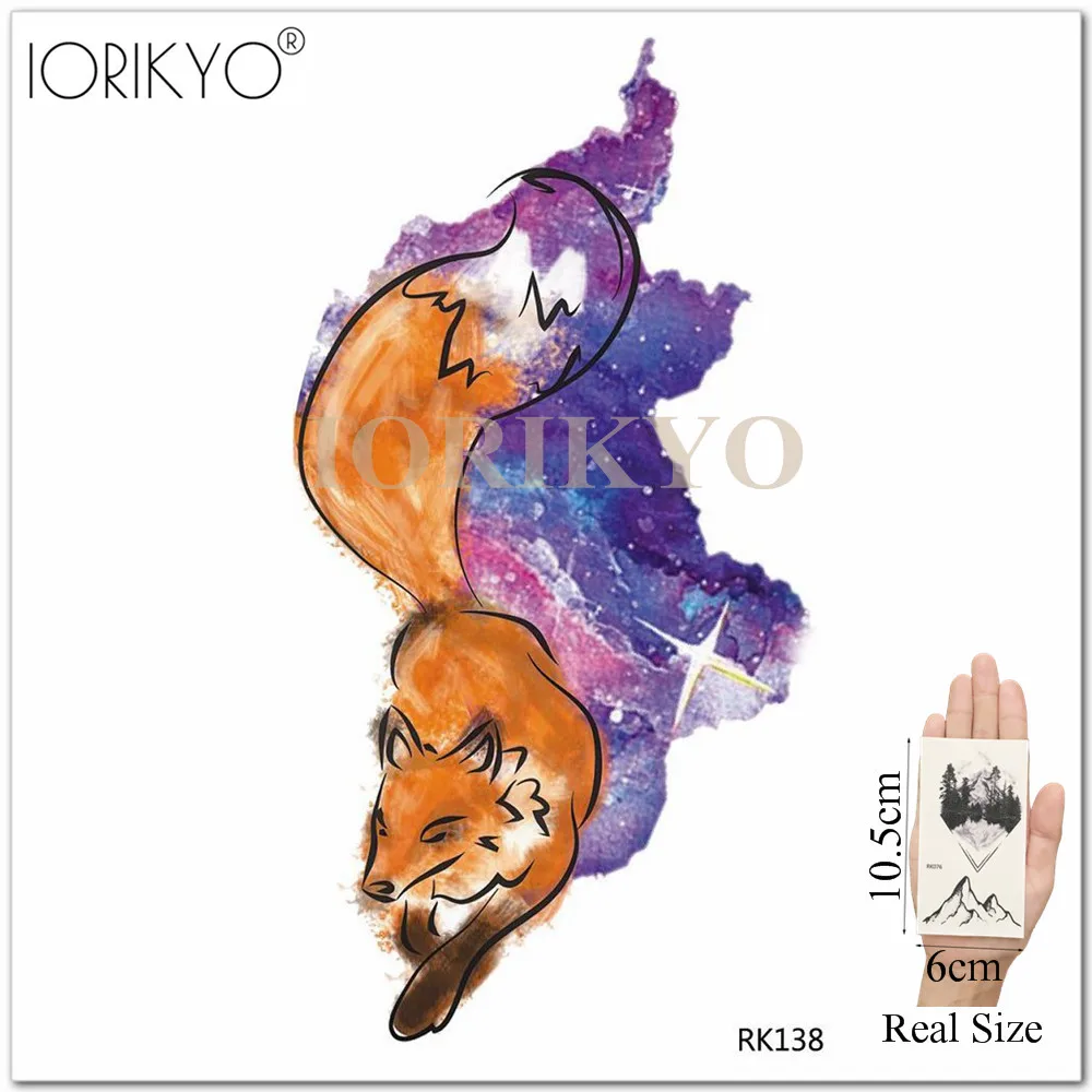 IORIKYO Женская мода Сексуальная поддельная Татуировка лиса временные цветы тату