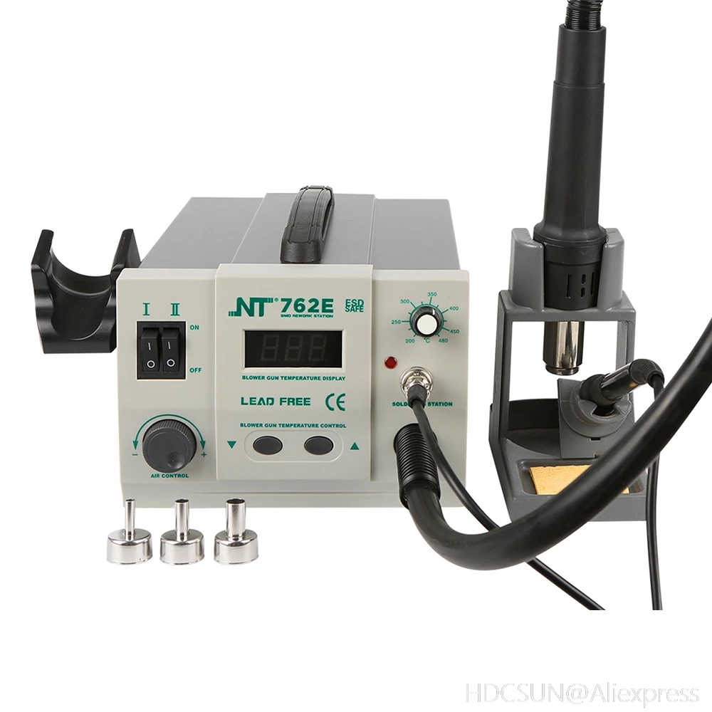 

2 in 1 BGA Lead-free Adjustable Hot Air Rework Station Soldering iron digtal screen 750W For CPU PCB
