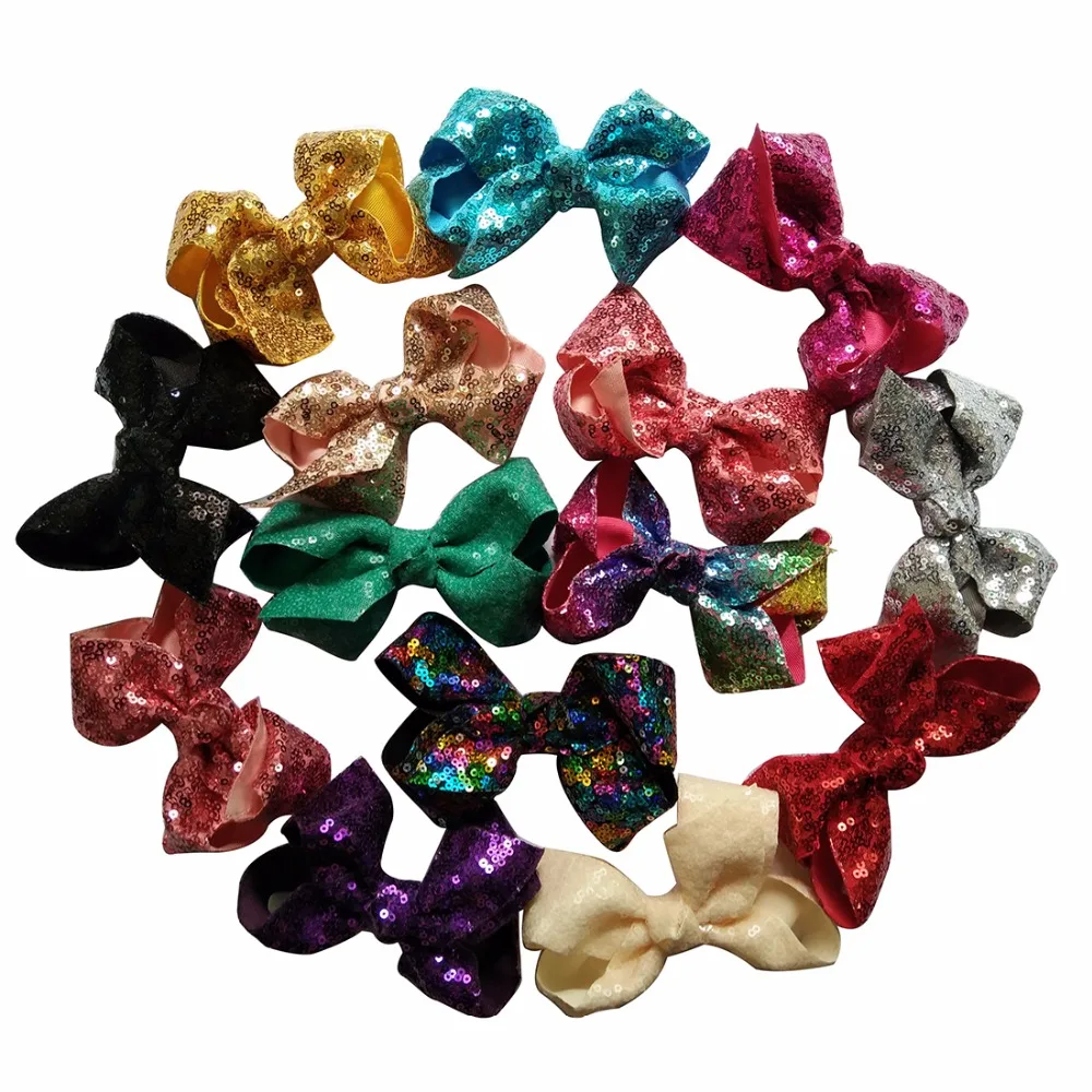 

Large Sequin Hair Bows With Clips Girl's Sparkle Sequin Bows Hair Clips Kid's Fabric Bow Clips 1PC free shipping