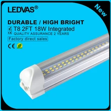 LEDVAS Super Bright 18W T8 2Ft LED Integrated Tube Lights Double Strips 600mm 144led Light Lamp Bulb 2feet 60cm Led Lighting