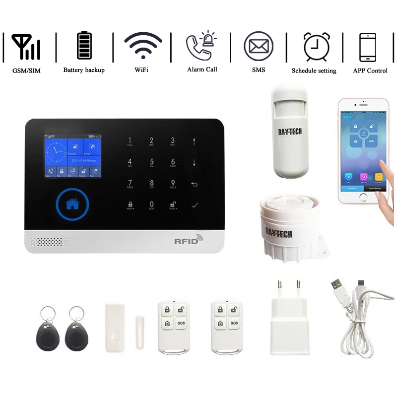 Беспроводная GSM домашняя сигнализация DAYTECH сенсорный ЖК экран Wi Fi система