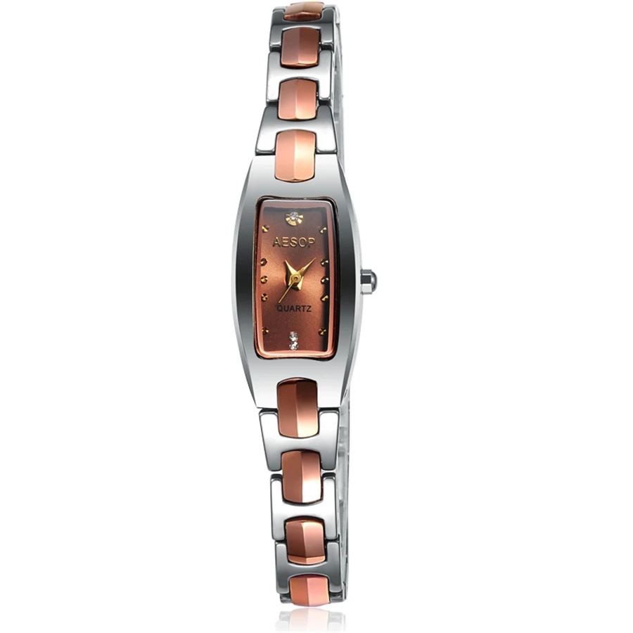 AESOP Women Watch Top Brand Luxury Waterproof Ladies Quartz Watch Stainless steel gold Watch Bracelet Women Watch - Цвет: Rose gold Silver