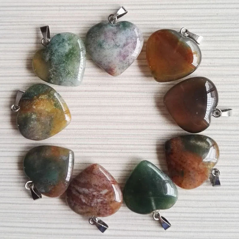 Wholesale 20mm natural india onyx stone charms love heart pendants beads for jewelry making