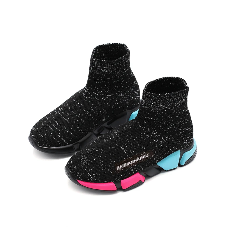 

LIULIVERSON~2018 Spring Children's High Top Knitted Socks Shoe Breathable Trainers for Kid Casual Baby Boy Girl Sport Sneakers