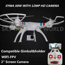 SYMA X8W 2.4G 4CH RC Quadcopter Drone With 1080P 12MP HD Camera Gimbal And Camera Holder better than X8G Have WIFI FPV