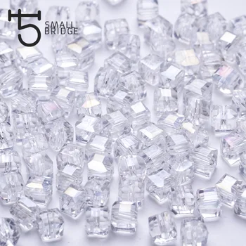 

6mm Czech Faceted Square Cube Crystal Beads for Jewelry Making Beadwork Accessories Transparent Glass Beads Wholesale Z902