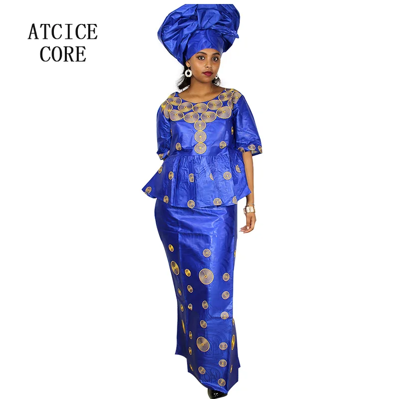 Африканские платья для женщин 100% хлопок Новая африканская мода DEISGN BAIZN RICHE вышивкой платье дизайна в африканском стиле Одежда DP193 #
