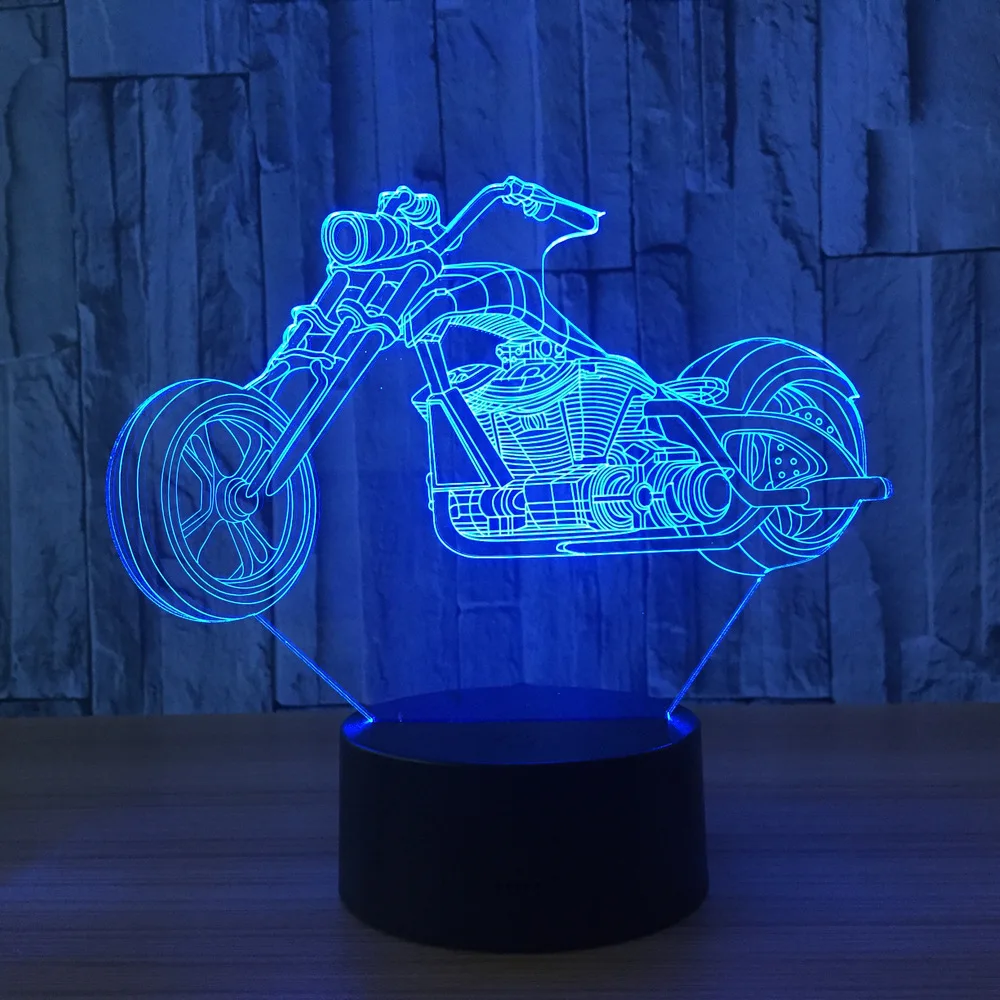 

7 Color Motorcycle Lamp 3D LED Visual Led Night Lights For Kids Touch Usb Table Lampara Lampe Baby Sleeping Nightlight Room Lamp