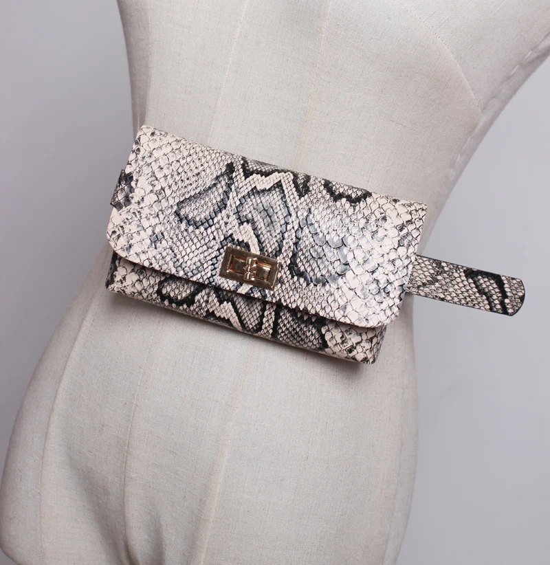 Ретро мода Винтаж змеиным узором Для женщин маленькая поясная сумка из искусственной кожи поясная сумка пояса мобильный сумка для