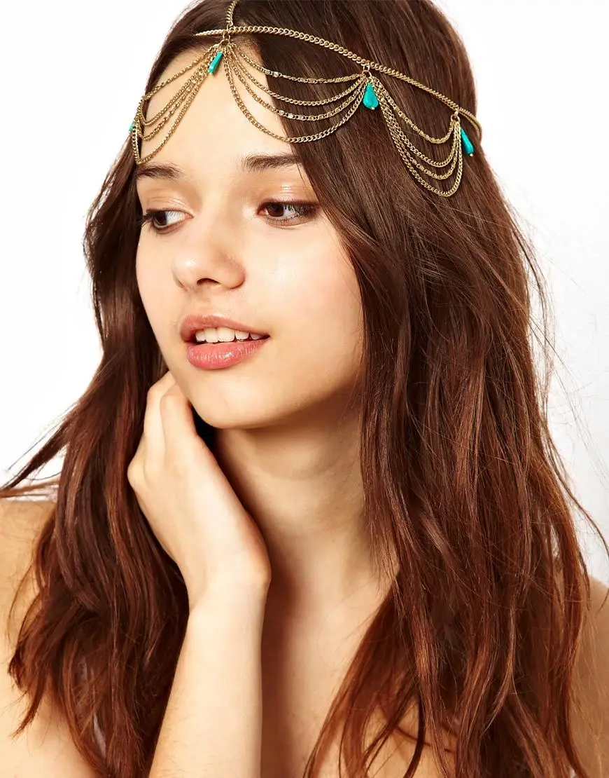 Vintage Ethnic Head Chain Hairband Tiara Gold Color Headpiece Headdress Gypsy Tribal Hair Accessories Turkish Indian Jewelry