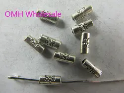 OMH оптовые 250 шт. 7x3 мм DIY Jewelry аксессуары цилиндрические цветок трубки Тибет серебряный сплав цинка космические бусы PJ65