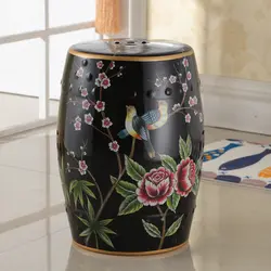 Черные цветы и птицы в помещении китайский керамический стул украшение дома фарфоровый садовый стул ручной работы туалетный красочный
