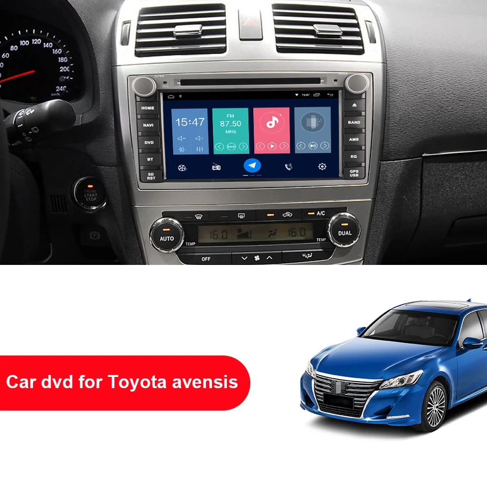 Excellent Eunavi 2 din Quad core Android 8.1 Car DVD For TOYOTA AVENSIS 7 inch Radio GPS Navi Stereo head unit Multimedia player in dash 1