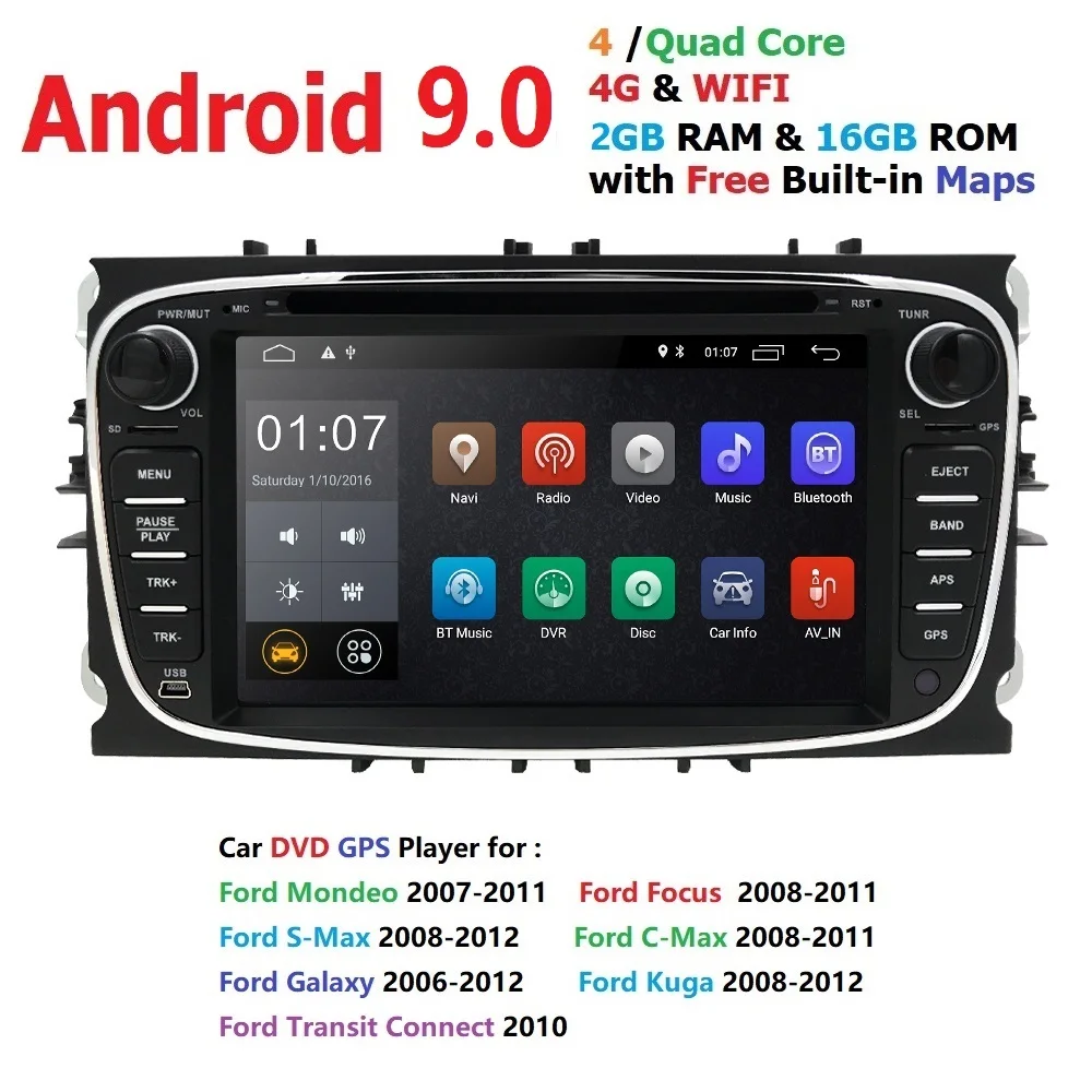 

Hizpo Android 9.0 Car DVD Player 2 Din radio GPS Navi for Ford Focus Mondeo Kuga C-MAX S-MAX Galaxy Audio Stereo Head Multimedia