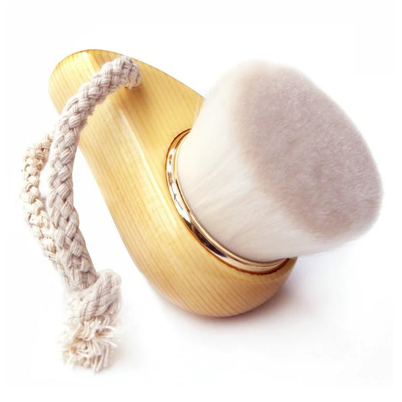 

1pcs Face Cleansing Pores Brush Wood Handle Skin Care Deep Cleanse Natural Fibres Facial Brush with Comma Holder
