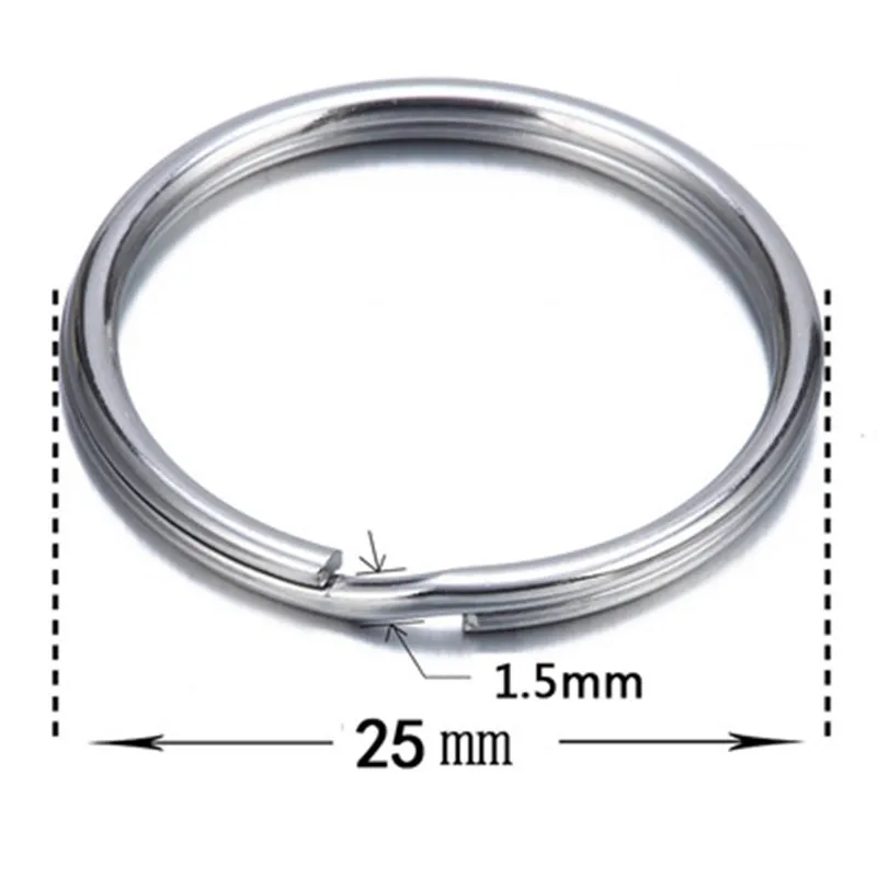20pcs KeyRing Kay Chain 25mm Round Split Key Rings Keychain With Nickel