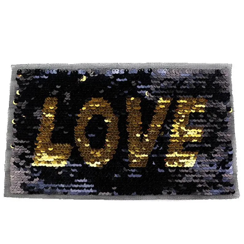 

Love gold sequins vintage fashion patch applique embroidered patch