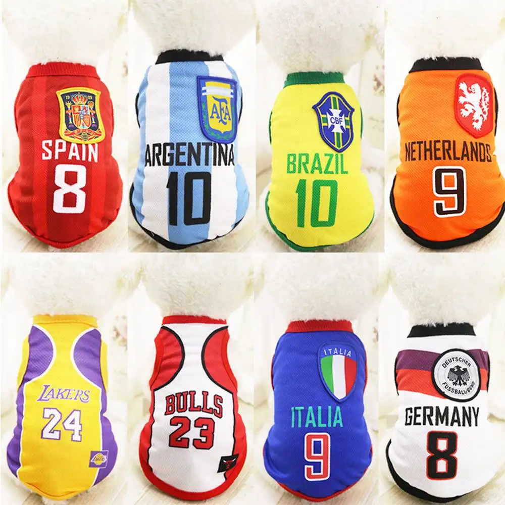 Cheap Dog Clothes With World Cup Dog Vest 8 Country Soccer Dog Shirt 4 NBA Jersey Basketball Uniforms