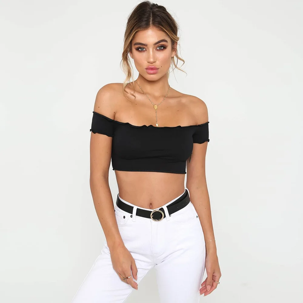 Liva Girl Slim Off The Shoulder Summer Tops For Women Sexy T Shirt