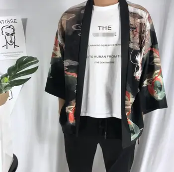 

Fashion Coat Japanese Kimono Three Quarter Sleeve Cardigan Kimono Woman Man Loose Thin Outer Garment
