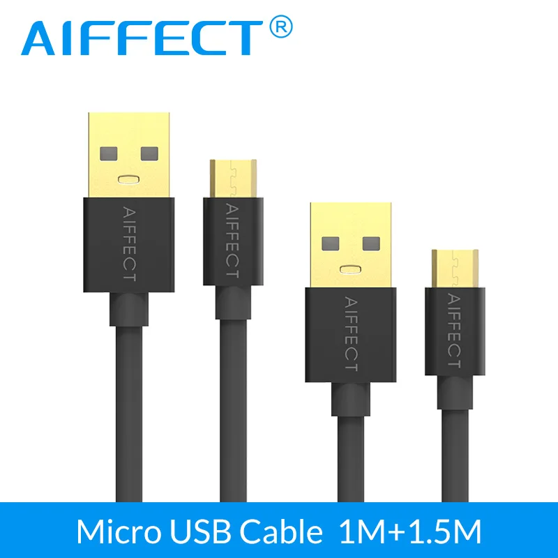 AIFFECT высокоскоростной 2 шт. Micro USB кабель алюминиевый микро-СВЕТОДИОДНЫЙ модуль панели управления B к USB кабель для зарядки и передачи данных Шнур линии 3.3Ft и 5FT - Цвет: Черный