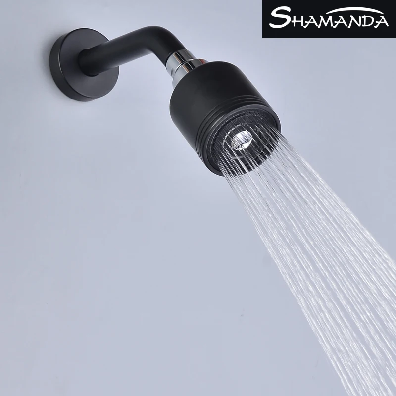Bathroom Solid Brass High Pressure Small Matte Black Rain Shower Head Wall Mounted ABS Chrome Adjustable Bath Top Spray Shower