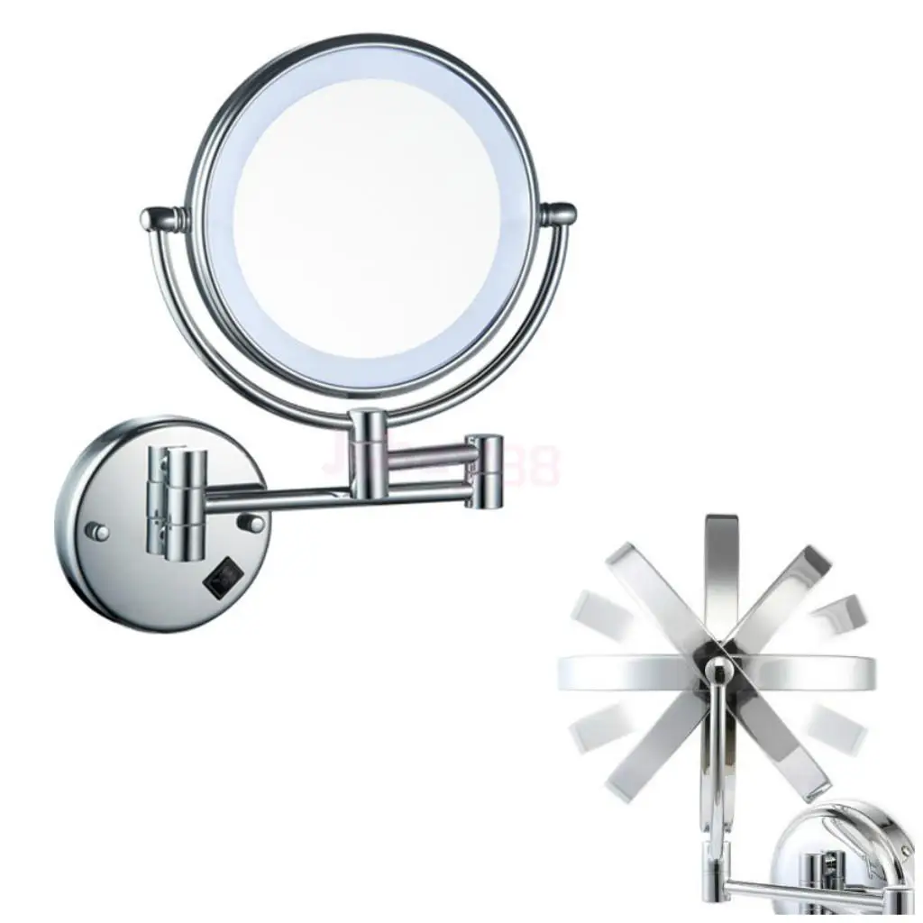  8' Bathroom Makeup Mirror with LED Light Wall Mount 3x / 5x / 7x Magnification Vanity Mirror Chrome - 32815696498