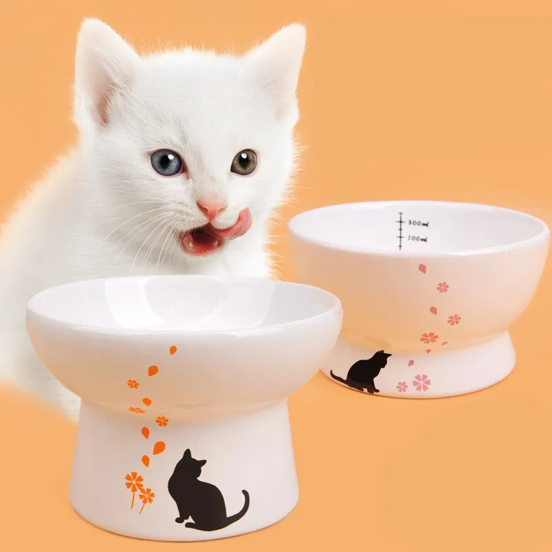 

Lovely Pet Feeder Bowl Cartoon Shape High-foot Single Mouth Skidproof Ceramic Dog Cat Food Bowl Pet Products Drinking Bowl