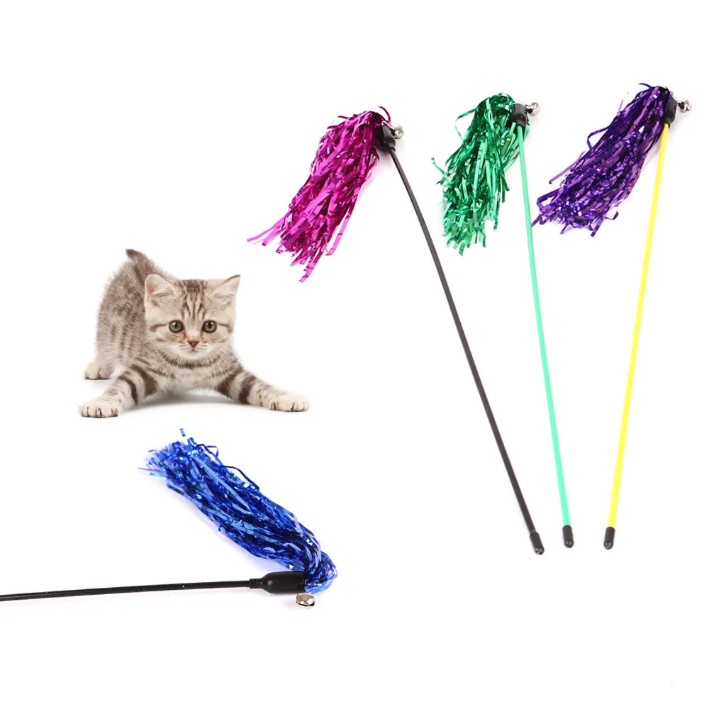 

Pet Cat Teaser rod Reflective Strips Cat feather wand toy Cat Catcher Teaser Stick Cat interactive toys kitten training gatos