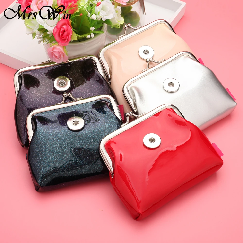 New Snap Jewelry Shinny Pu Leather Snap Coin Purse Wallet for Women