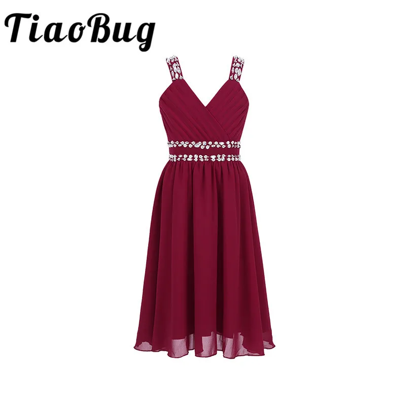 

New Arrival Sequined Flowers Girl Dresses V Neckline Shiny Sequins Rhinestones Chiffon Flower Children First Communion Dresses