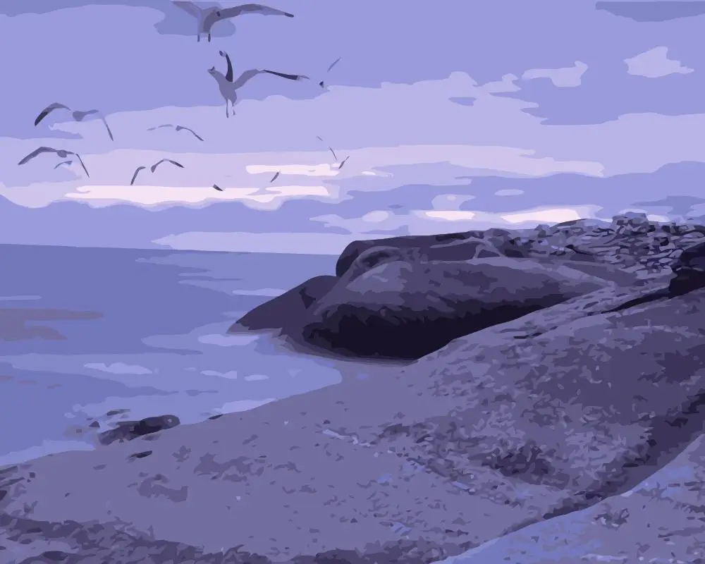 MaHuaf-j081 seaside view landscape painting by numbers on canvas DIY oil digital paint by number kits for home decor 