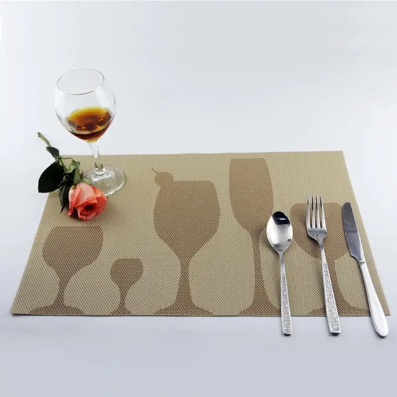 4 Pieces Of Wine Glass Pattern Western Food Placemat Non Slip Placemat