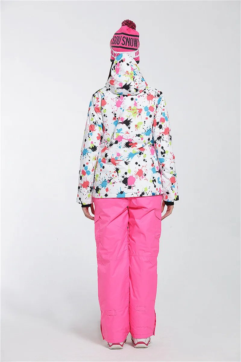 Gsou лыжная куртка для женщин хлопок Профессиональный сноуборд пальто ветрозащитный 10000 термо красочные-30 градусов Женские Дышащие
